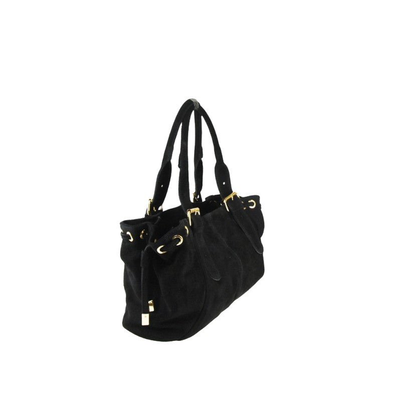 Suede shoulder bag with shoulder strap