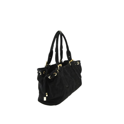 Suede shoulder bag with shoulder strap