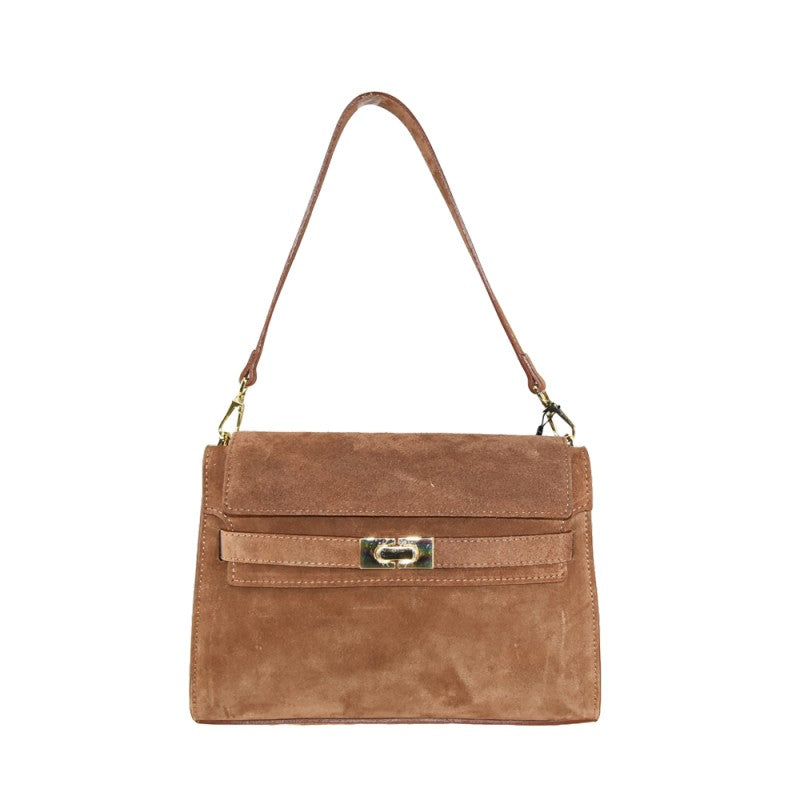 Woman suede leather shoulder bag 100% made italy
