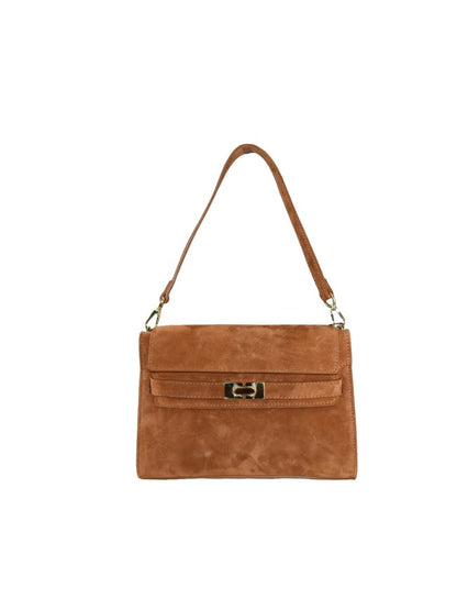 Woman suede leather shoulder bag 100% made italy