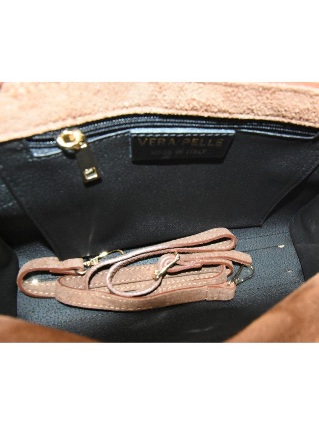 Woman suede leather shoulder bag 100% made italy
