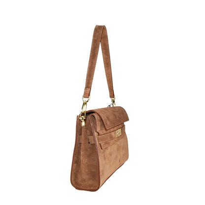 Woman suede leather shoulder bag 100% made italy